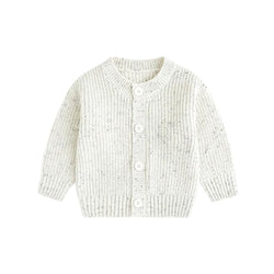 falot White Button Front Knit Sweater  For Female