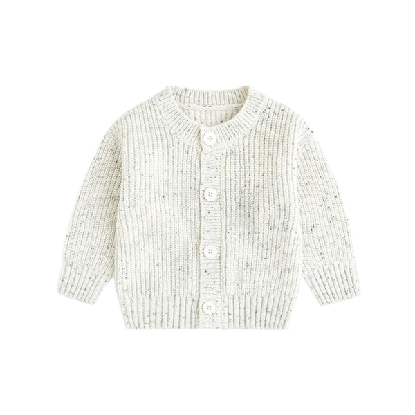 falot White Button Front Knit Sweater  For Female