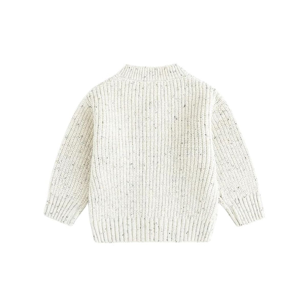 falot White Button Front Knit Sweater  For Female