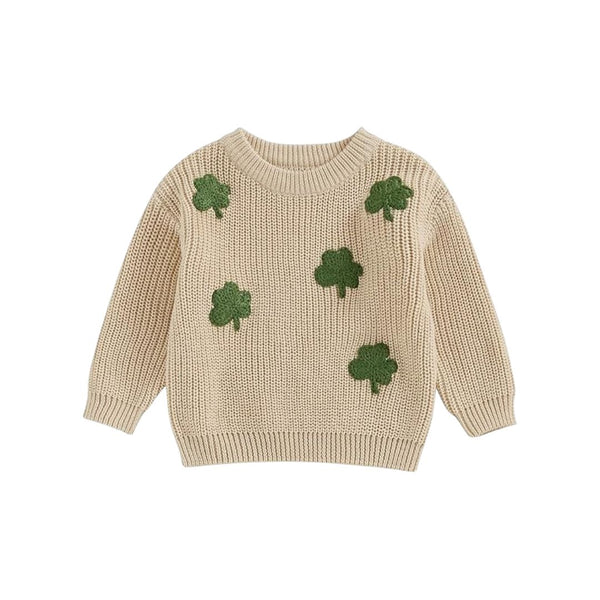 falot Soft Cotton Knit Bunny Sweater  Beige Pullover for Girls